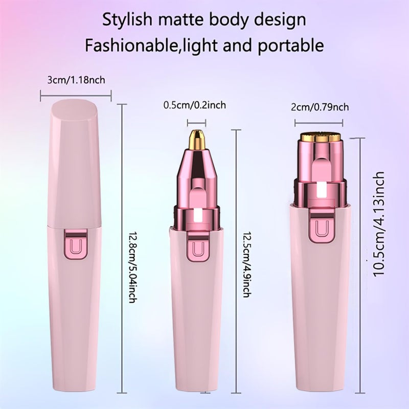 Esermoon Facial Hair Remover for Women - Pink USB Rechargeable Eyebrow Trimmer & Face Shaver with LED Light, 2-in-1 Hair Removal Device for Smooth Skin - Image 4